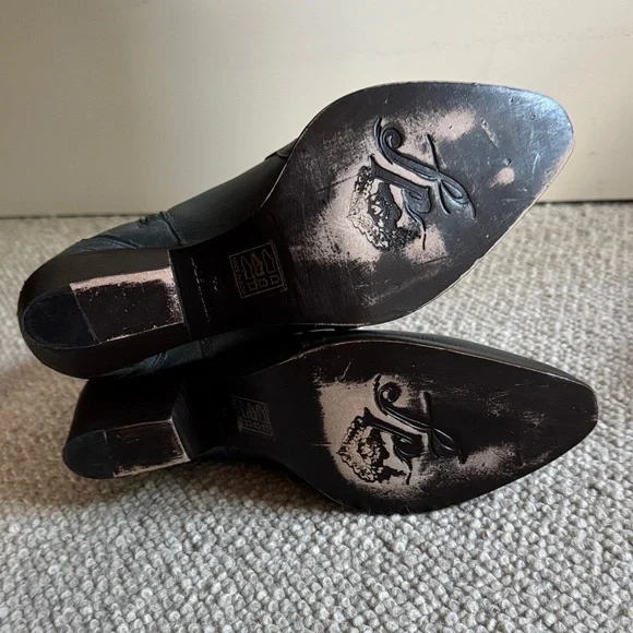 Free People New Frontier Western Boot Dark Blue Leather Ankle Boots. - Picture 5 of 6